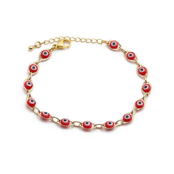 Wholesale Jewelry Copper Plated Gold Handmade Multicolor Devil's Eye Micropaved Zirconia Unisex Bracelet