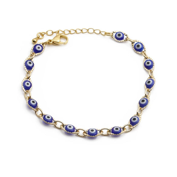 Wholesale Jewelry Copper Plated Gold Handmade Multicolor Devil's Eye Micropaved Zirconia Unisex Bracelet