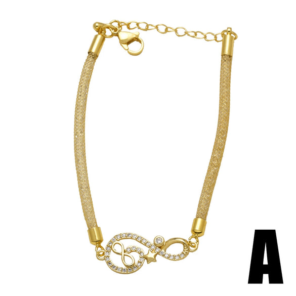 Wholesale Jewelry Copper Plated Gold Love Bracelet With Heart And Flower Shapes