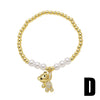 Wholesale Jewelry Copper Plated 18K Gold Animal Beaded Bear Pendant Bracelet Unisex Electroplating