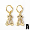 Wholesale Jewelry Copper Plated 18K Gold Animal Zodiac Bear Pendant Earrings For Women