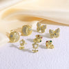 Wholesale Jewelry Copper Plated 18K Gold Butterfly Mushroom Flower Geometric Style Earrings