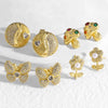 Wholesale Jewelry Copper Plated 18K Gold Butterfly Mushroom Flower Geometric Style Earrings