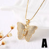 Wholesale Jewelry Copper Plated 18K Gold Butterfly Pendant Necklace Animal Style O Word Chain