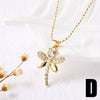 Wholesale Jewelry Copper Plated 18K Gold Butterfly Pendant Necklace Animal Style O Word Chain