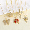 Wholesale Jewelry Copper Plated 18K Gold Butterfly Pendant Necklace Animal Style O Word Chain