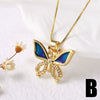 Wholesale Jewelry Copper Plated 18K Gold Butterfly Pendant Necklace With Geometric Pattern And Box Chain