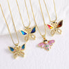 Wholesale Jewelry Copper Plated 18K Gold Butterfly Pendant Necklace With Geometric Pattern And Box Chain