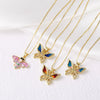 Wholesale Jewelry Copper Plated 18K Gold Butterfly Pendant Necklace With Geometric Pattern And Box Chain