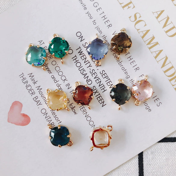Wholesale Jewelry Copper Plated 18K Gold Double Hanging Diamond Crystal Glass Pendant Bracelet Necklace Earrings Accessories