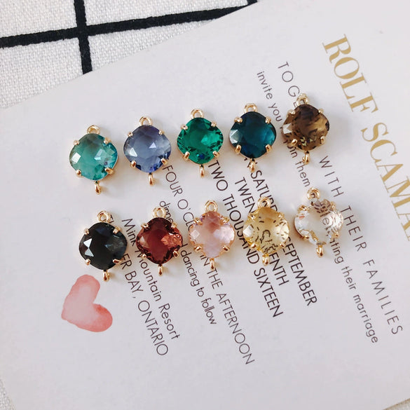 Wholesale Jewelry Copper Plated 18K Gold Double Hanging Diamond Crystal Glass Pendant Bracelet Necklace Earrings Accessories