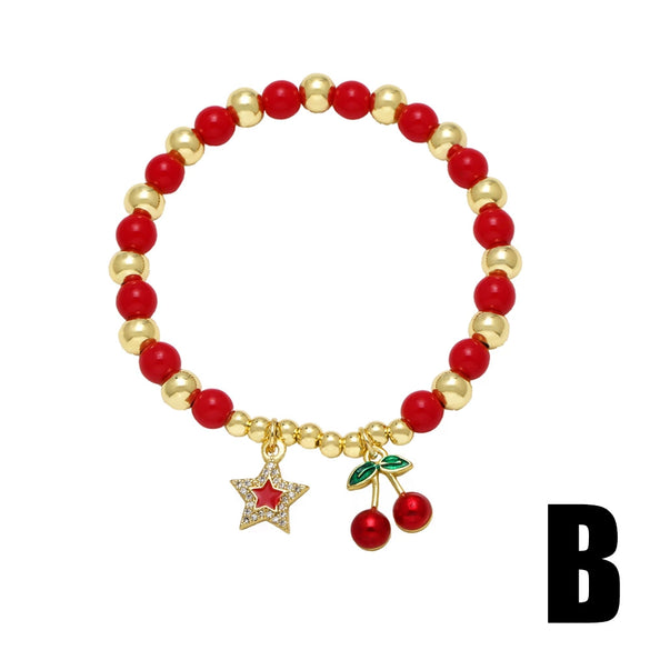 Wholesale Jewelry Copper Plated 18K Gold Fruit Beaded Bracelet For Women
