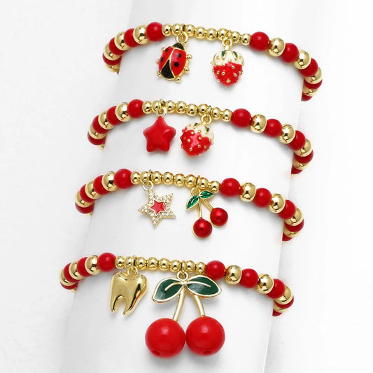 Wholesale Jewelry Copper Plated 18K Gold Fruit Beaded Bracelet For Women