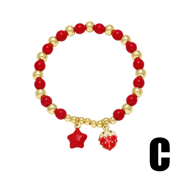 Wholesale Jewelry Copper Plated 18K Gold Fruit Beaded Bracelet For Women