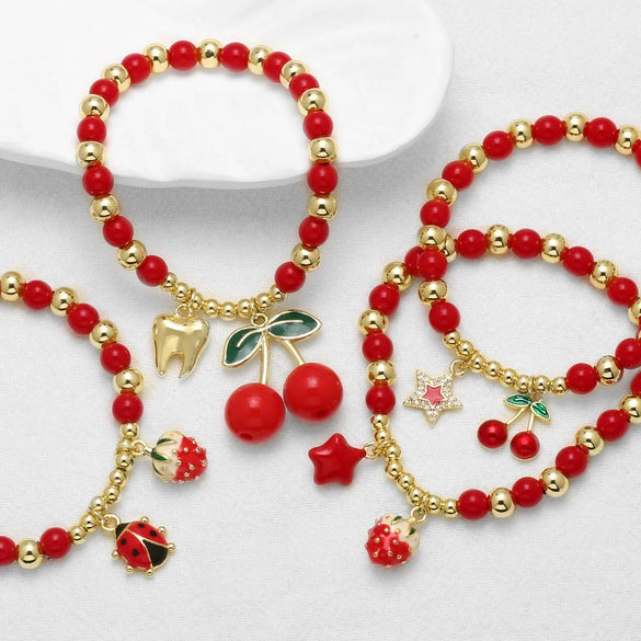 Wholesale Jewelry Copper Plated 18K Gold Fruit Beaded Bracelet For Women