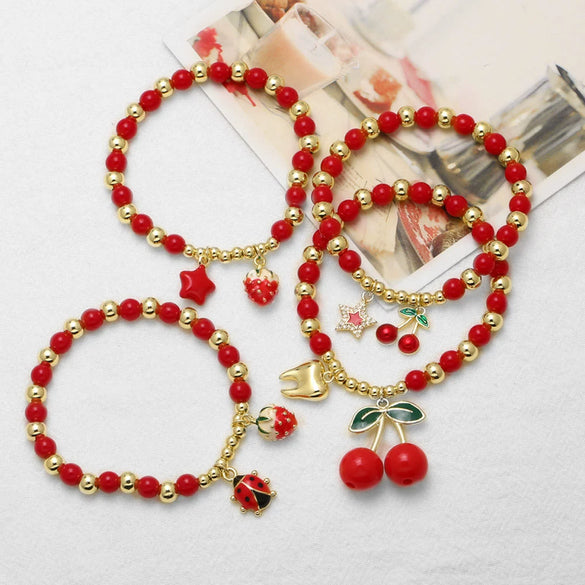 Wholesale Jewelry Copper Plated 18K Gold Fruit Beaded Bracelet For Women