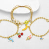 Wholesale Jewelry Copper Plated 18K Gold Fruit Cherry Dolphin Beaded Bracelet