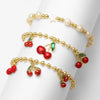 Wholesale Jewelry Copper Plated 18K Gold Fruit Cherry Pendant Bracelet