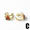 Wholesale Jewelry Copper Plated 18K Gold Fruit Geometric Ear Clip Earrings For Women