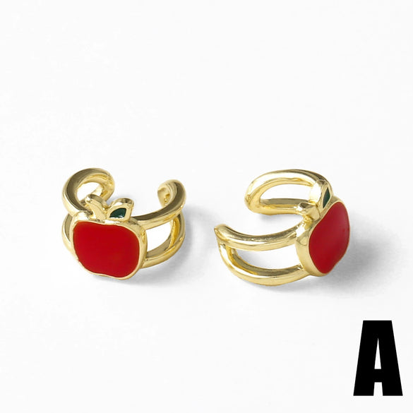 Wholesale Jewelry Copper Plated 18K Gold Fruit Geometric Ear Clip Earrings For Women