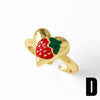 Wholesale Jewelry Copper Plated 18K Gold Fruit Strawberry Cherry Ring