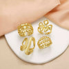 Wholesale Jewelry Copper Plated 18K Gold Geometric Flower Irregular Opening Ring For Women Minimalist Style