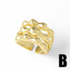 Wholesale Jewelry Copper Plated 18K Gold Geometric Flower Irregular Opening Ring For Women Minimalist Style