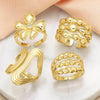Wholesale Jewelry Copper Plated 18K Gold Geometric Flower Irregular Opening Ring For Women Minimalist Style
