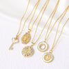 Wholesale Jewelry Copper Plated 18K Gold Geometric Key Pendant Necklace For Women