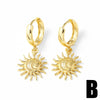 Wholesale Jewelry Copper Plated 18K Gold Geometric Starfish Sun Pendant Earrings For Women
