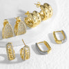 Wholesale Jewelry Copper Plated 18K Gold Geometric Ushaped Cshaped Full Zircon Earrings For Women