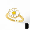 Wholesale Jewelry Copper Plated 18K Gold Heart Shaped Chrysanthemum Ring For Women Electroplated Minimalist Style