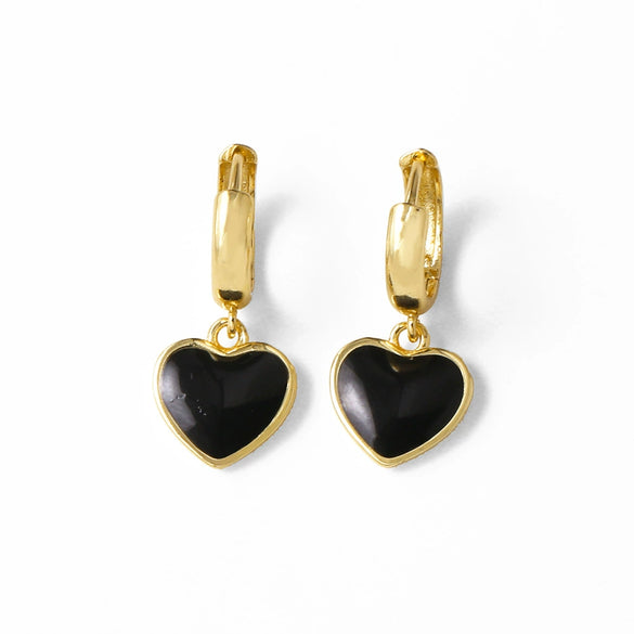 Wholesale Jewelry Copper Plated 18K Gold Heart Shaped Pendant Earrings With Electroplating For Women