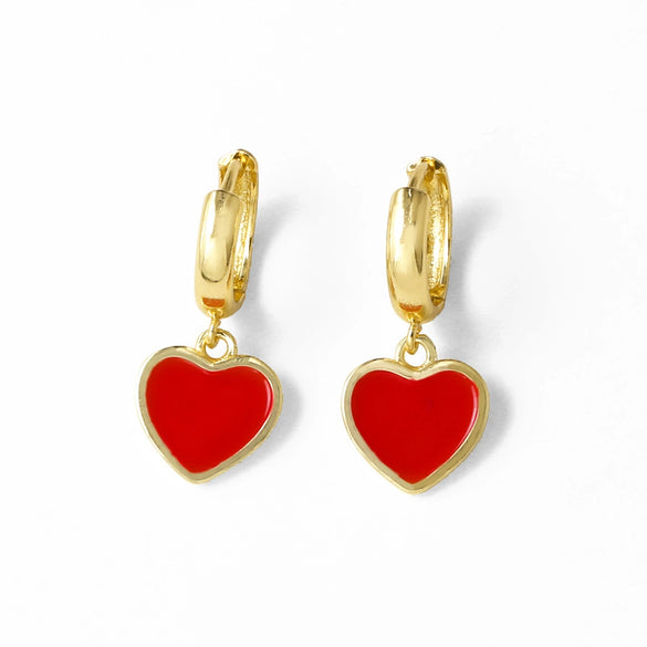 Wholesale Jewelry Copper Plated 18K Gold Heart Shaped Pendant Earrings With Electroplating For Women