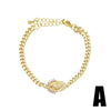 Wholesale Jewelry Copper Plated 18K Gold Inlaid Zircon Cross Geometric Pendant Bracelet Unisex