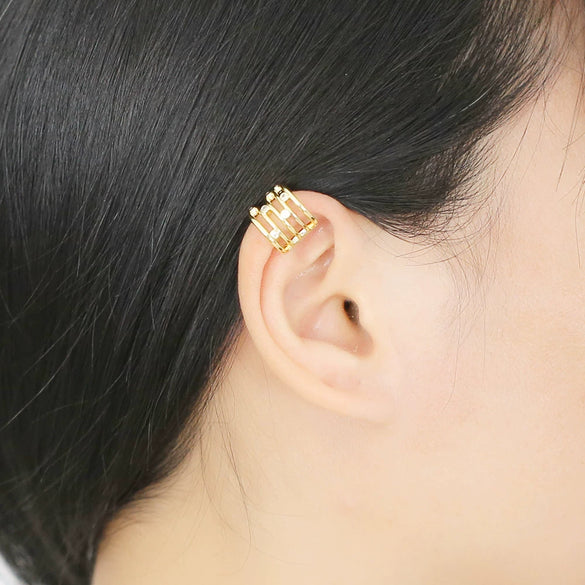 Wholesale Jewelry Copper Plated 18K Gold Inlaid Zircon Geometric Nonpierced Ear Bone Clip Earrings