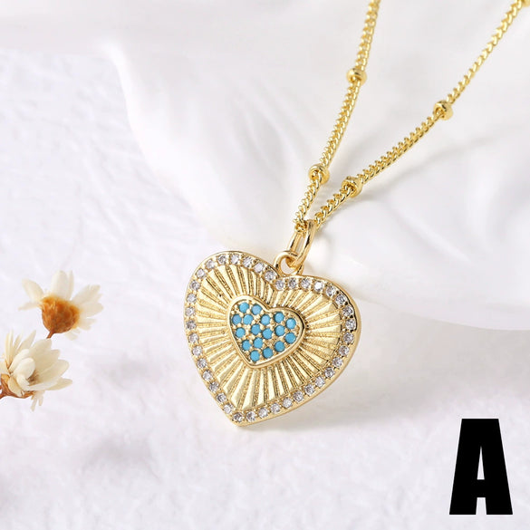 Wholesale Jewelry Copper Plated 18K Gold Pearl Heart Pendant Necklace O Chain