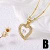 Wholesale Jewelry Copper Plated 18K Gold Pearl Heart Pendant Necklace O Chain