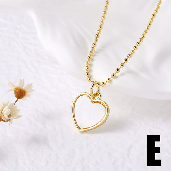 Wholesale Jewelry Copper Plated 18K Gold Pearl Heart Pendant Necklace O Chain