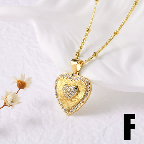 Wholesale Jewelry Copper Plated 18K Gold Pearl Heart Pendant Necklace O Chain