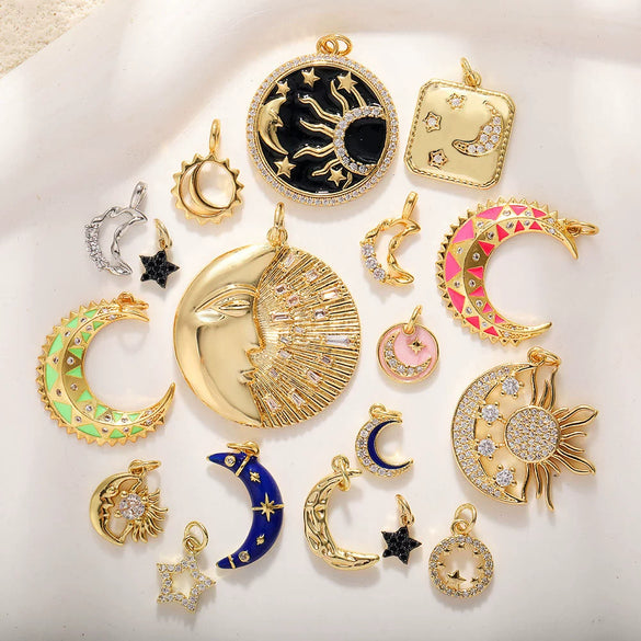 Wholesale Jewelry Copper Plated 18K Gold Star Shape Oil Drop Design Necklace Pendant Bracelet Earrings Keychain