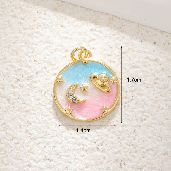 Wholesale Jewelry Copper Plated 18K Gold Star Shape Oil Drop Design Necklace Pendant Bracelet Earrings Keychain