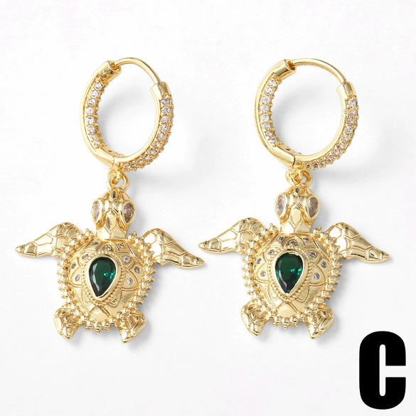 Wholesale Jewelry Copper Plated Real Gold Animal Zodiac Style Pendant Earrings