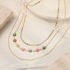 Wholesale Jewelry Copper Plated Real Gold Flower Pattern Electroplating Women's Stacked Threelayer Necklace