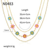 Wholesale Jewelry Copper Plated Real Gold Flower Pattern Electroplating Women's Stacked Threelayer Necklace