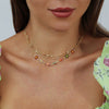 Wholesale Jewelry Copper Plated Real Gold Flower Pattern Electroplating Women's Stacked Threelayer Necklace