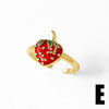 Wholesale Jewelry Copper Plated Real Gold Fruit Cherry Adjustable Ring Geometric Style