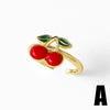 Wholesale Jewelry Copper Plated Real Gold Fruit Cherry Adjustable Ring Geometric Style