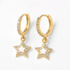 Wholesale Jewelry Copper Plated Real Gold Geometric Fivepointed Star Pendant Earrings For Women