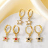 Wholesale Jewelry Copper Plated Real Gold Geometric Fivepointed Star Pendant Earrings For Women